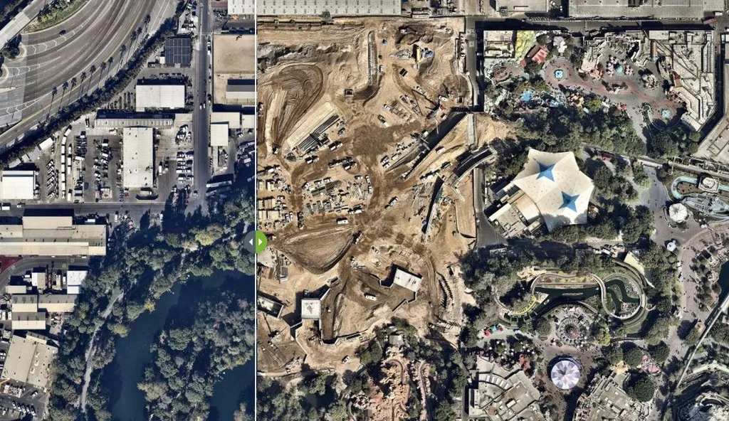 This Photo Shows A Year of Construction Progress on 'Star Wars' Themed Area Coming Soon to Disneyland