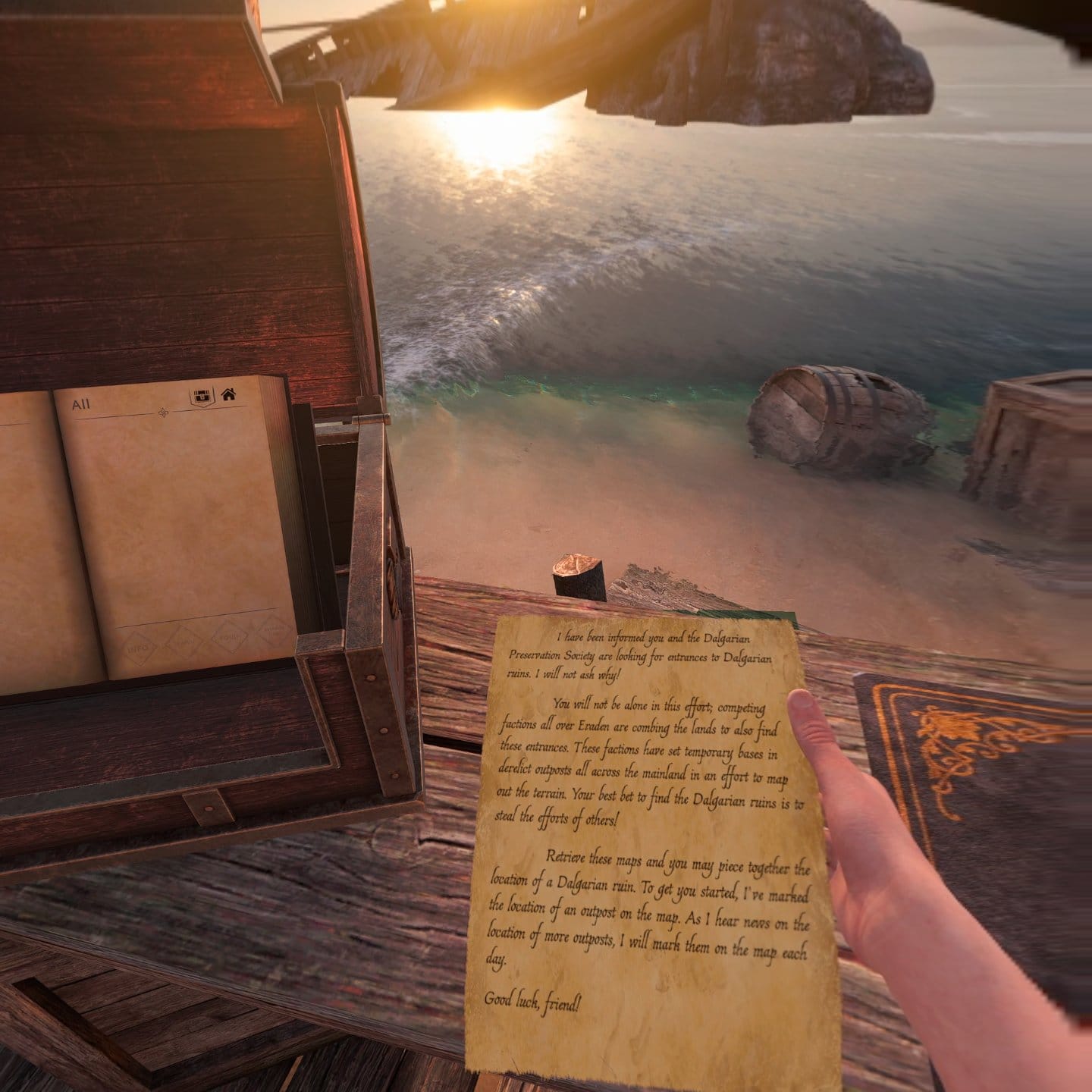 Blade & Sorcery screenshot - man holding a lore document