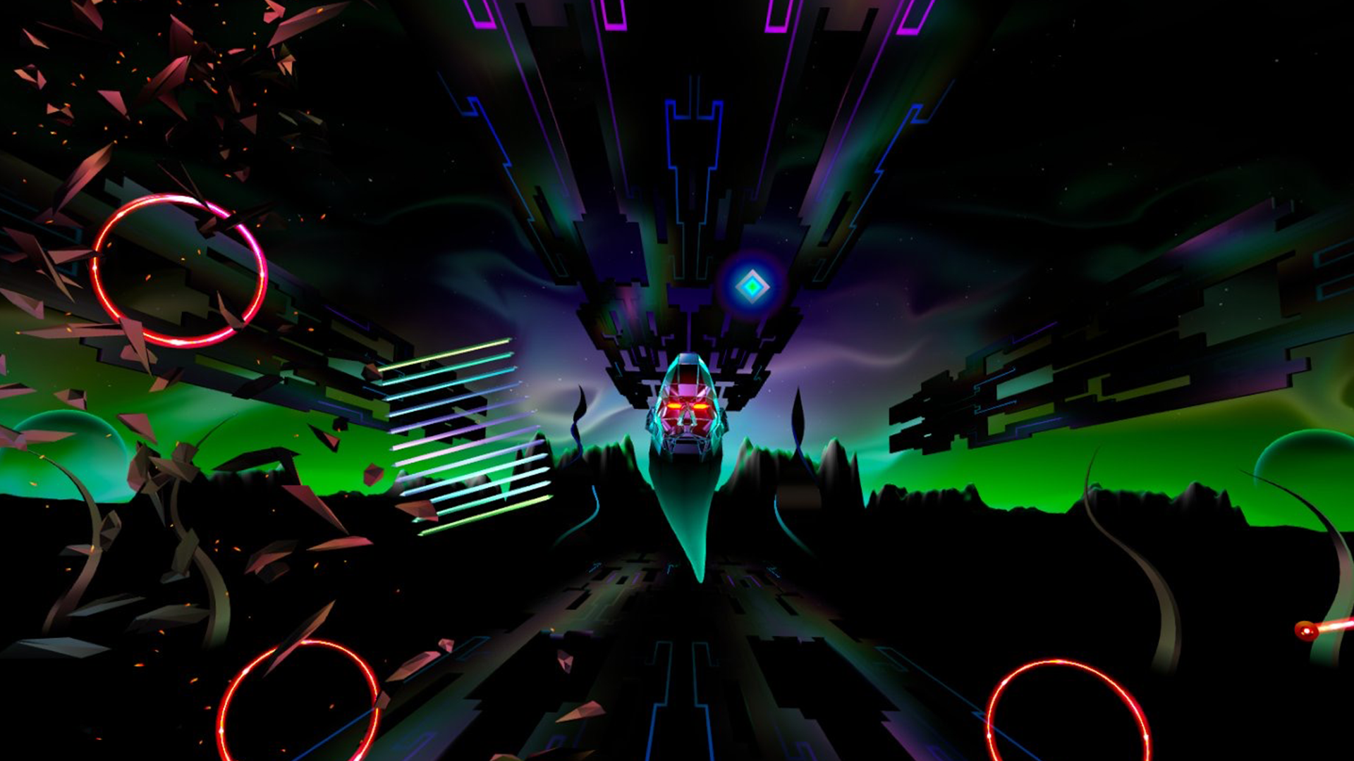 Thrasher screenshot shows a floating head around a dark environment
