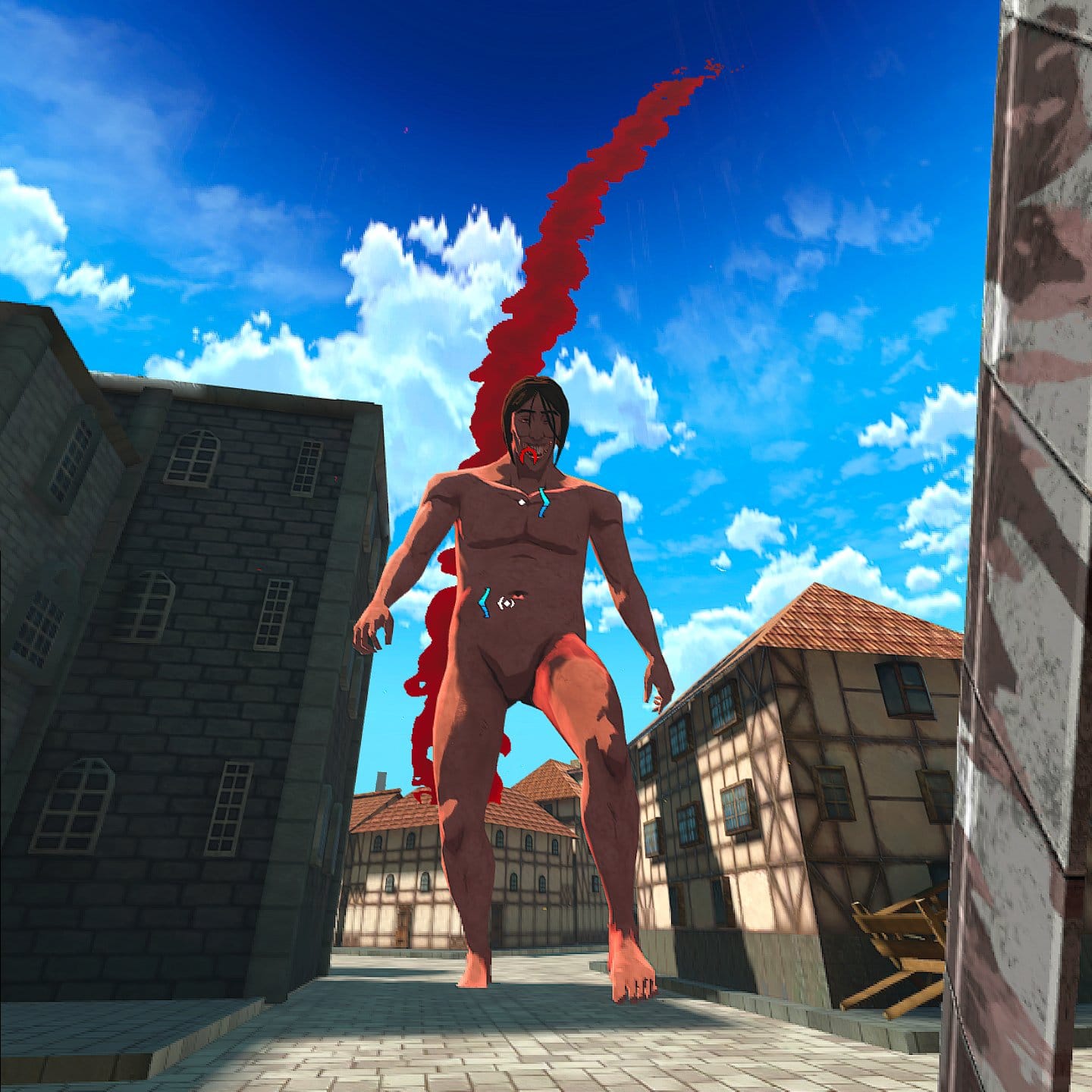 Attack on Titan VR: Unbreakable screenshot shows an abnormal titan heading towards you