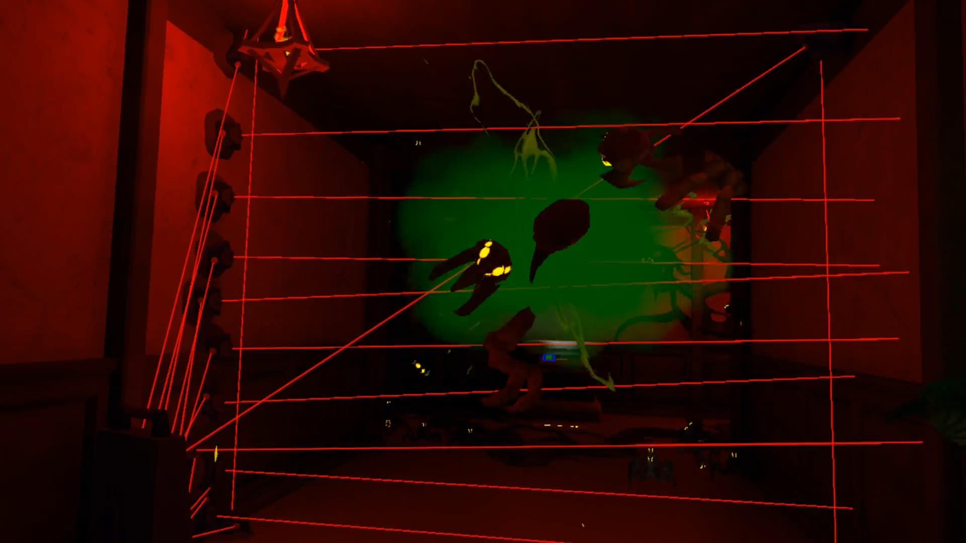 By Grit Alone screenshot shows insect creatures being killed by a laser grid