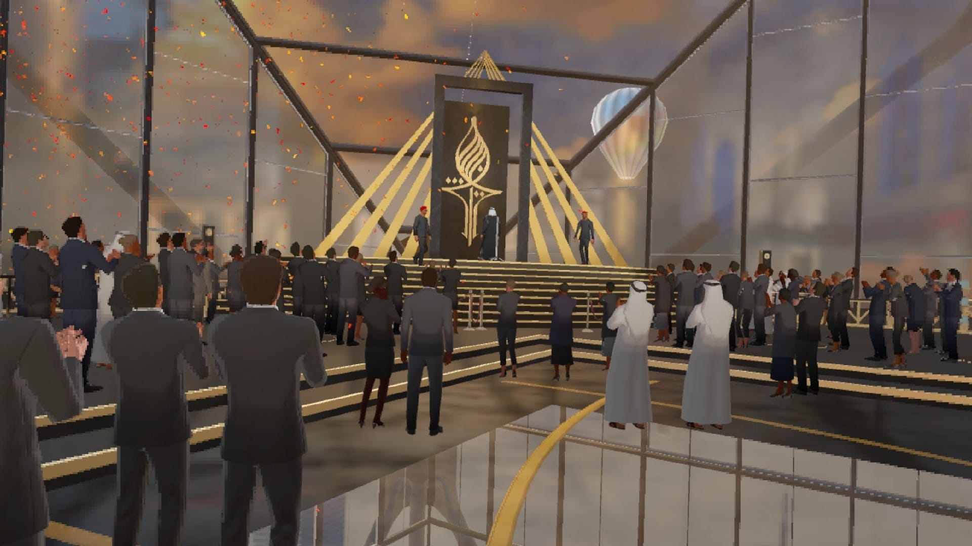 POV of a player looking at the stage surrounded by a crowd in Hitman 3 VR Reloaded