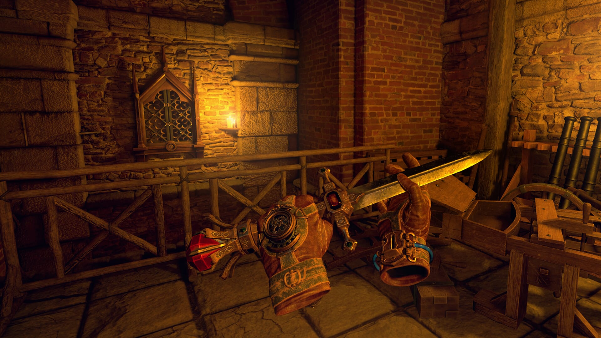 The House of Da Vinci screenshot shows two floating hands holding a dagger