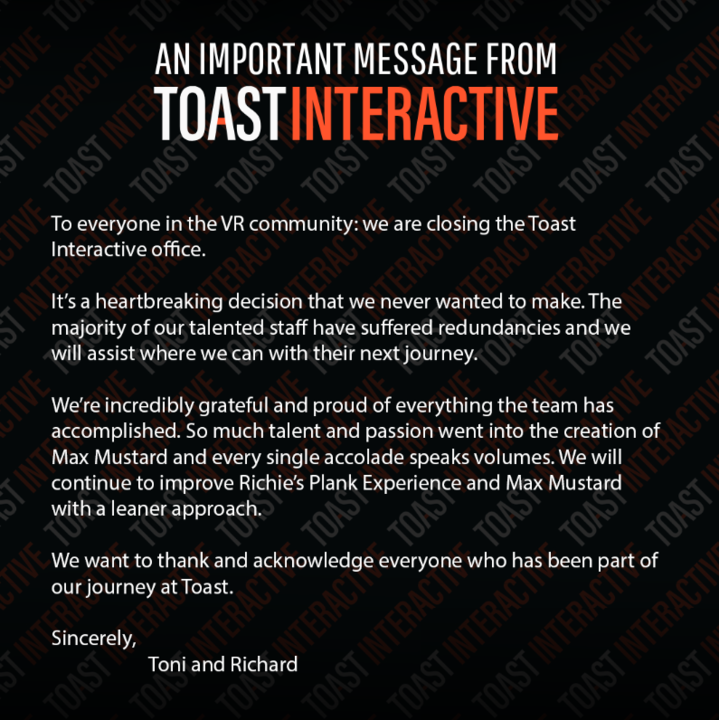 Toast Interactive Closes Office As 'Majority' Of Staff Are Made Redundant