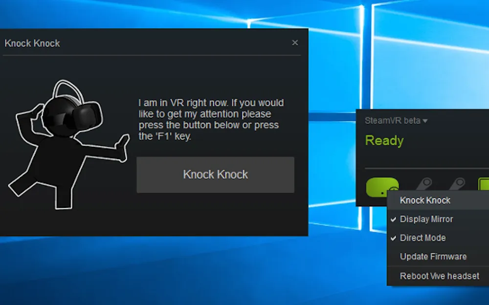 HTC Vive 'Knock Knock' Feature Lets You Know People In The Real World Still Care About You