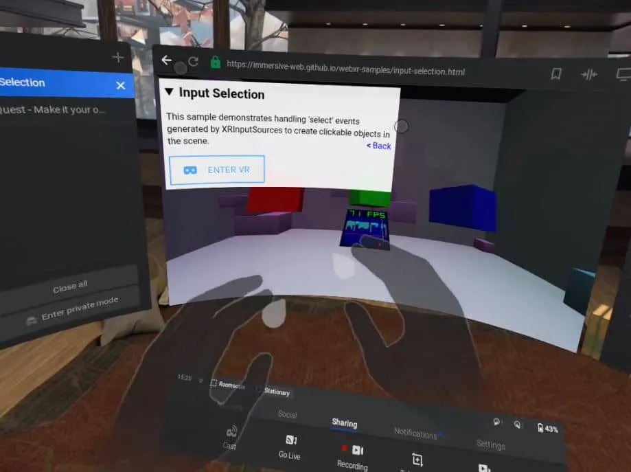Oculus Browser Adds Experimental Hand Tracking Support For WebXR Apps