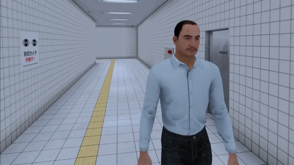 The Exit 8 VR screenshot - man walking past you