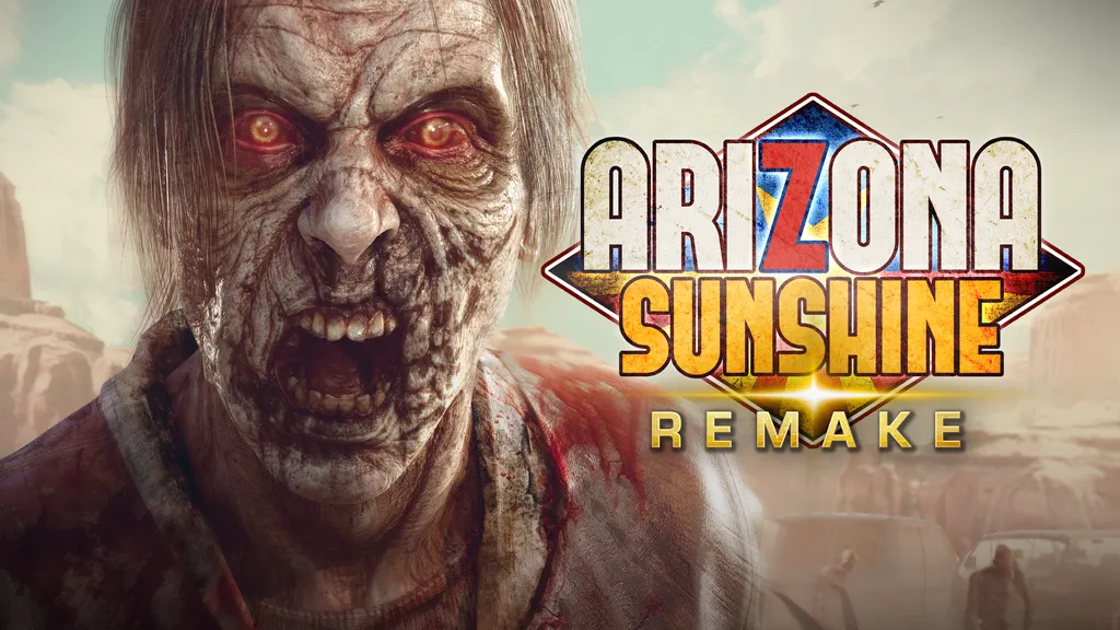 Arizona Sunshine Remake key art shows a zombie to the left with red eyes looking forward