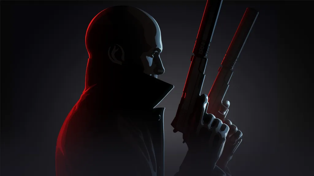 Hitman 3 VR Reloaded key art shows man holding two guns in both hands