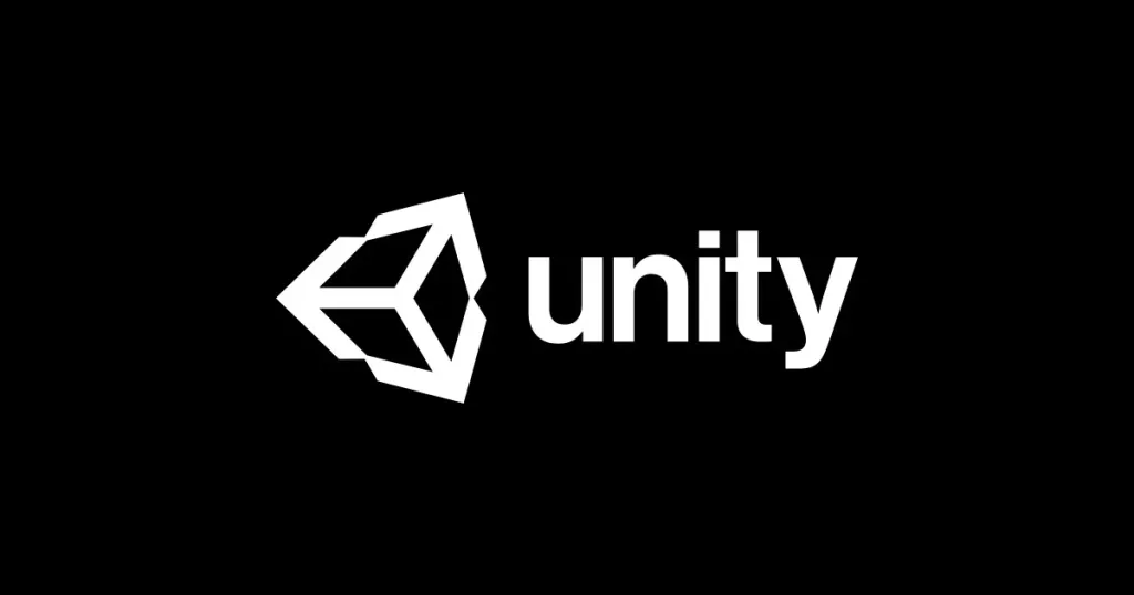 Unity company logo against a black background