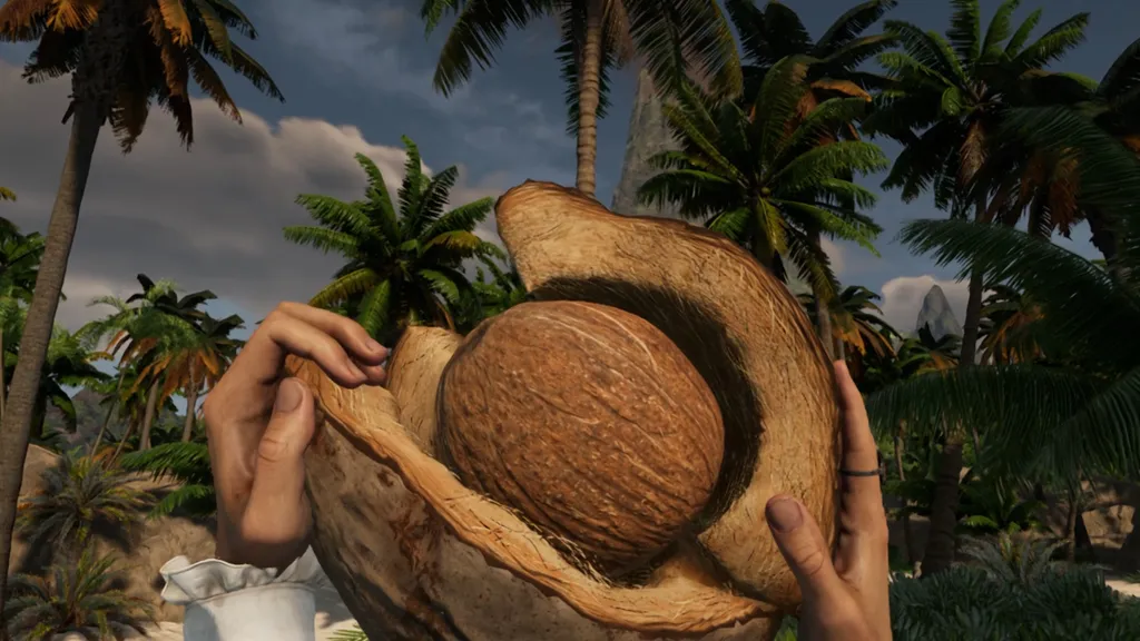 Bootstrap Island screenshot shows someone holding a coconut