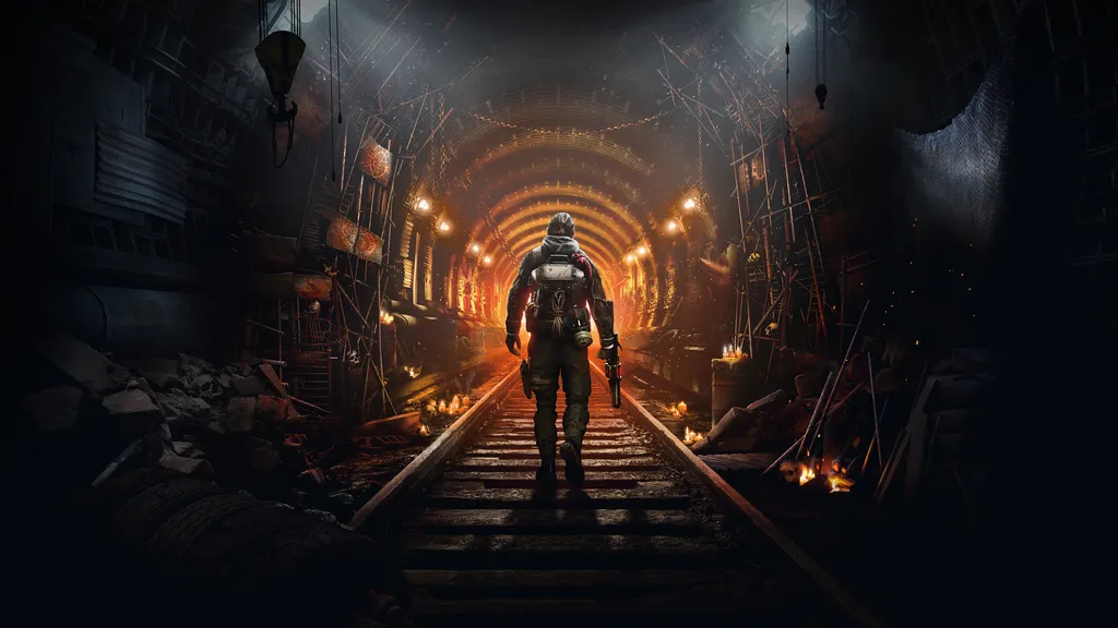 Metro Awakening key art shows man walking through abandoned subway