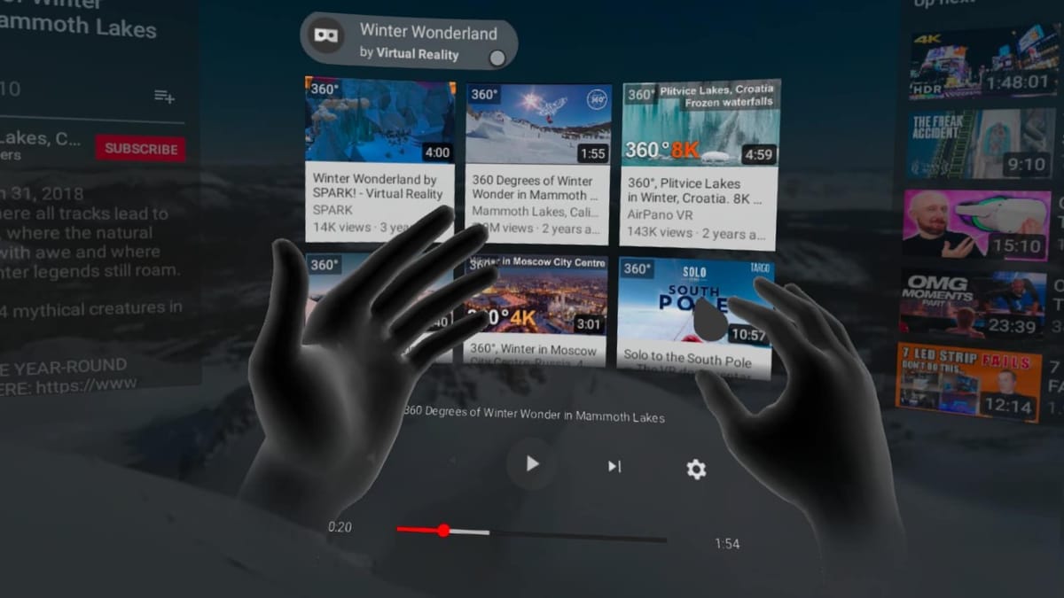 Oculus Quest s YouTube App Gets Hand Tracking